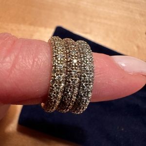 14 k diamonique set of tricolor eternity bands size 5